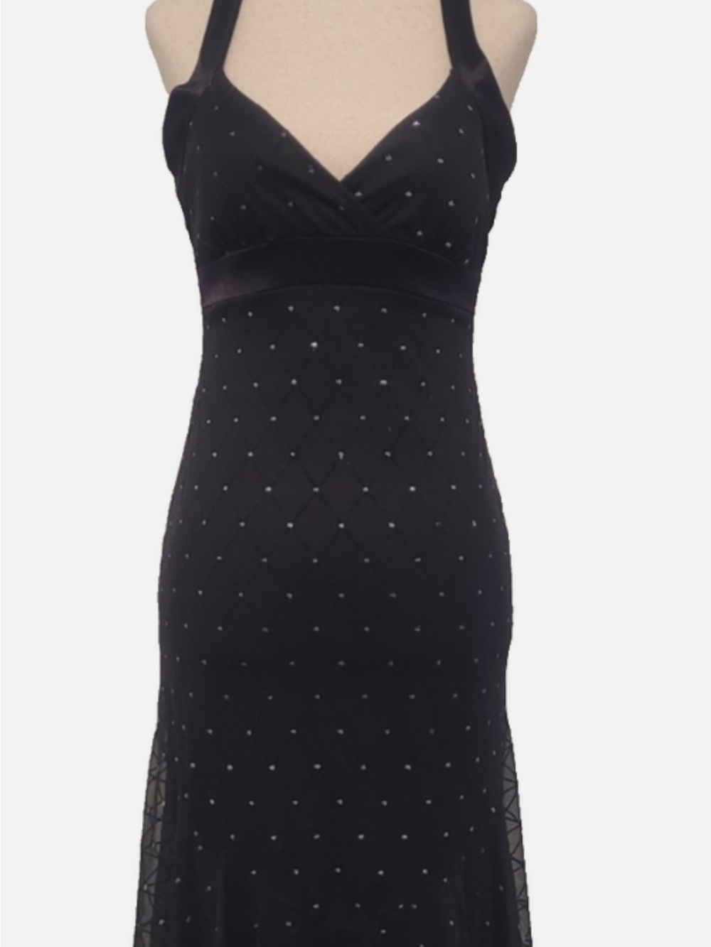 Dress Barn Black Babydoll Glitter Diamond Print Formal Midi Dress. Size 8